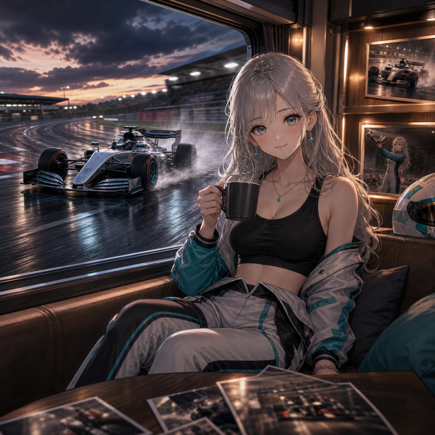 F1ドライバーたちがサッカーの試合を観戦し、熱狂する様子